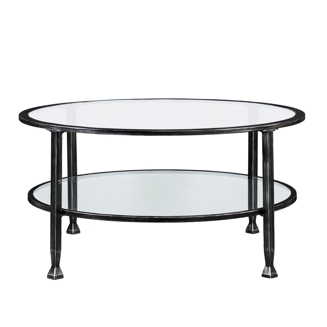 SwayLiving Jaymes Metal/Glass Round Cocktail Table - Black COFFEE TABLES