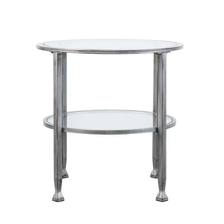 SwayLiving Jaymes Metal/Glass Round End Table - Silver ACCENT TABLES