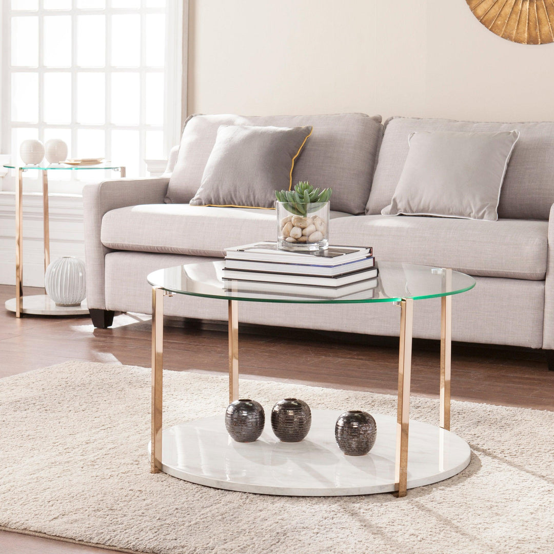 SwayLiving Avenida Cocktail Table - Glam Style - Warm Gold COFFEE TABLES