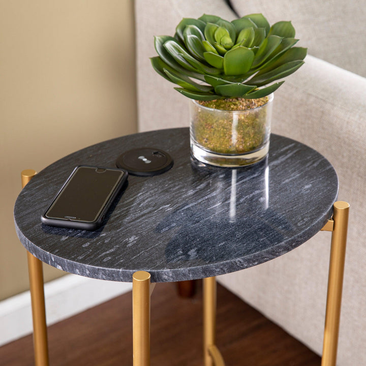 SwayLiving Clarvin Side Table w/ Wireless Charging Station ACCENT TABLES
