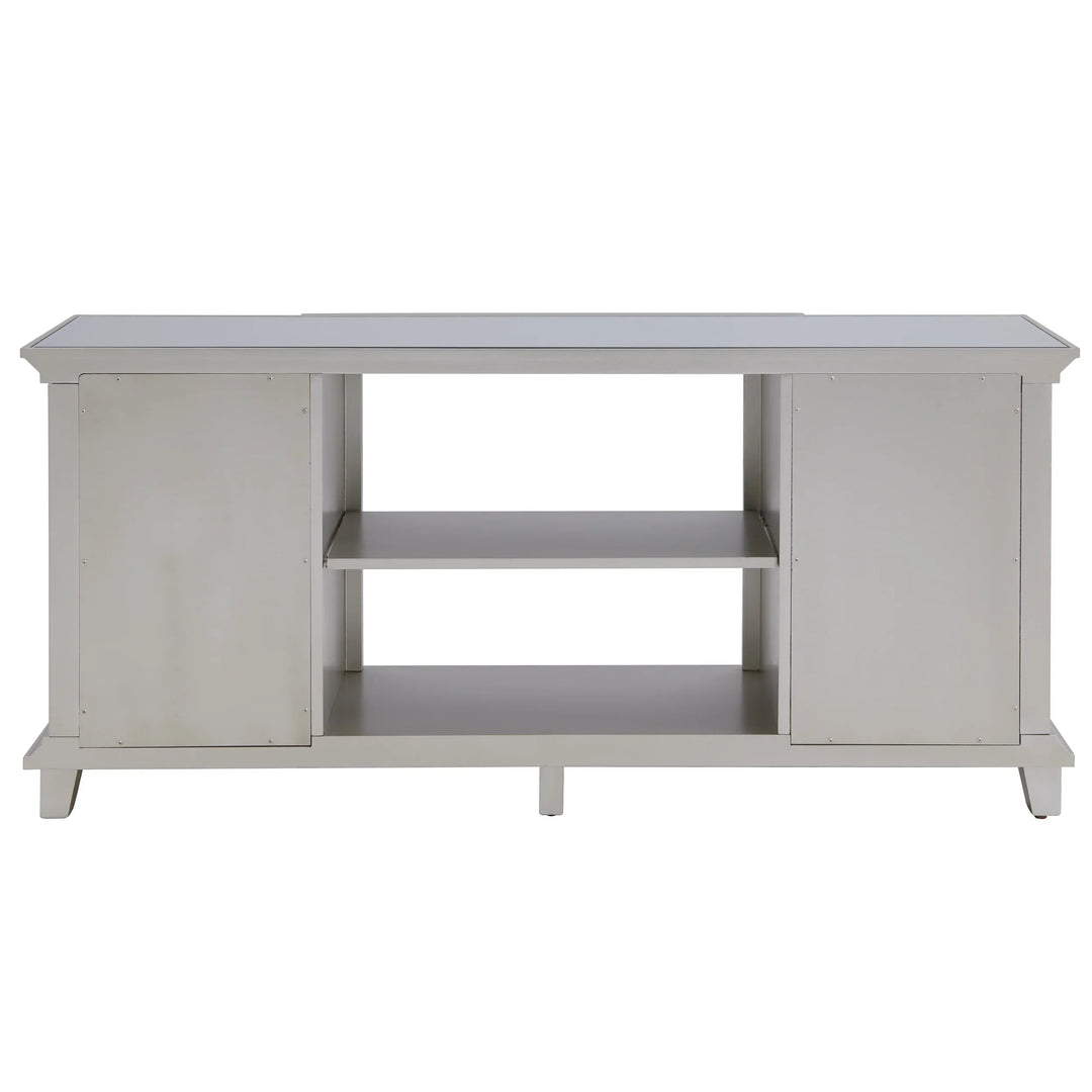 SwayLiving Toppington Mirrored Media Console w/ Storage - Silver MEDIA + TV STANDS