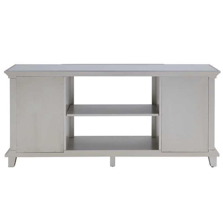 SwayLiving Toppington Mirrored Media Console w/ Storage - Silver MEDIA + TV STANDS