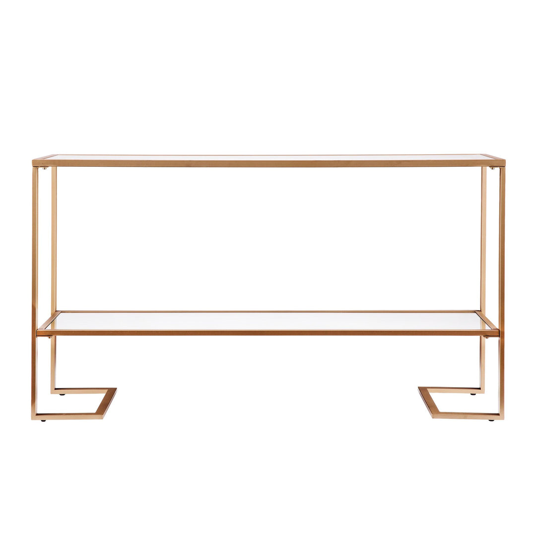 SwayLiving Horten Glam Narrow Console - Gold w/ Mirror CONSOLE TABLES