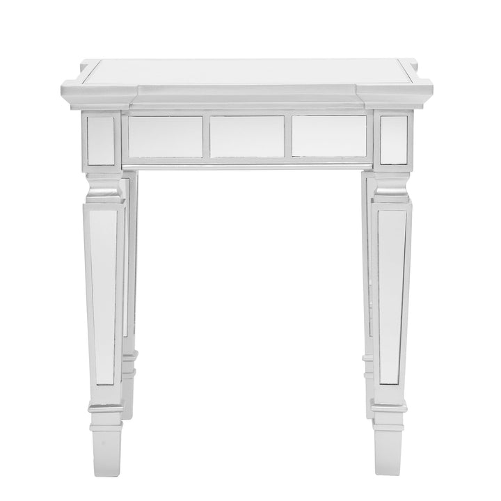 SwayLiving Glenview Glam Mirrored Square End Table - Matte Silver ACCENT TABLES