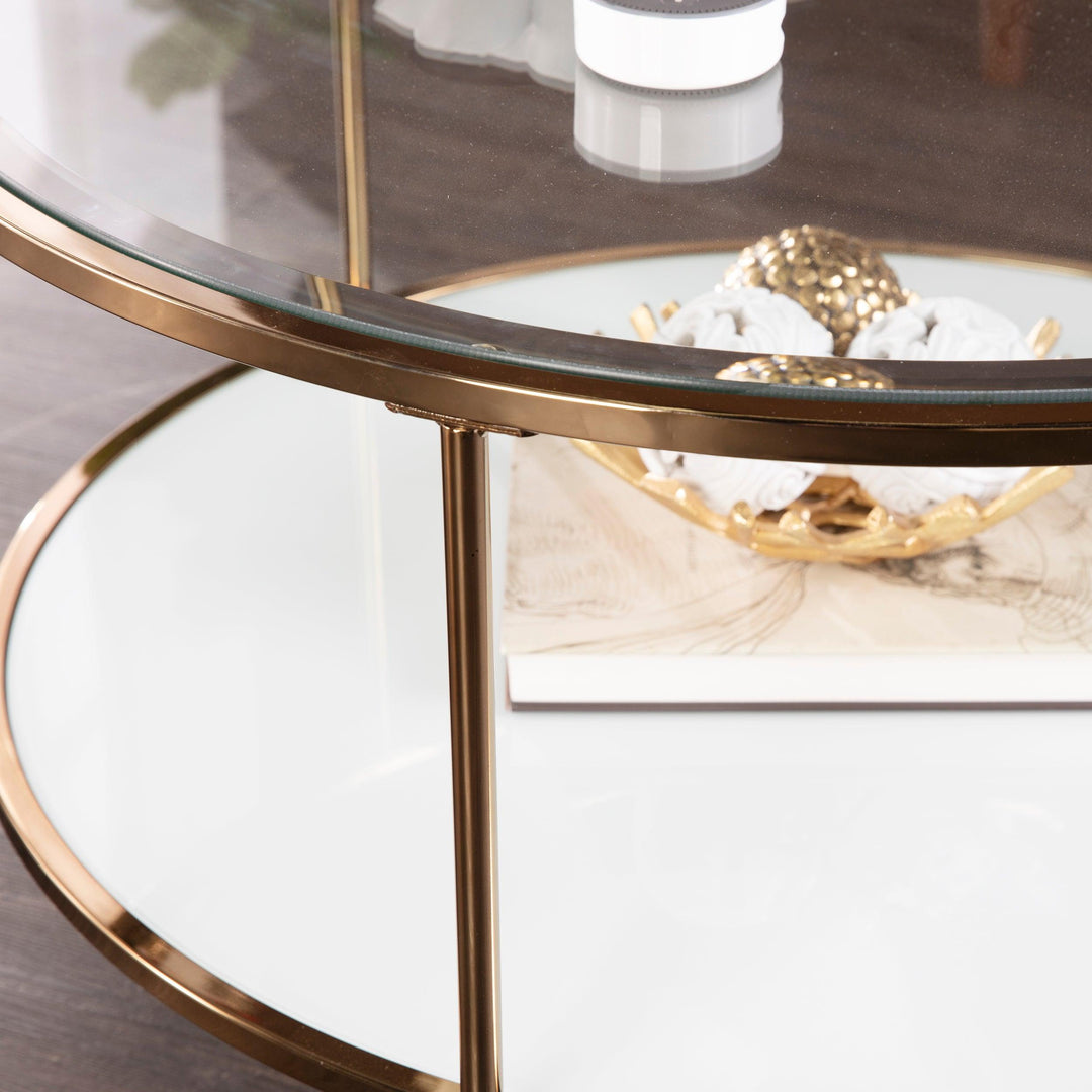 SwayLiving Risa Round Coffee Table w/ Storage - Gold COFFEE TABLES