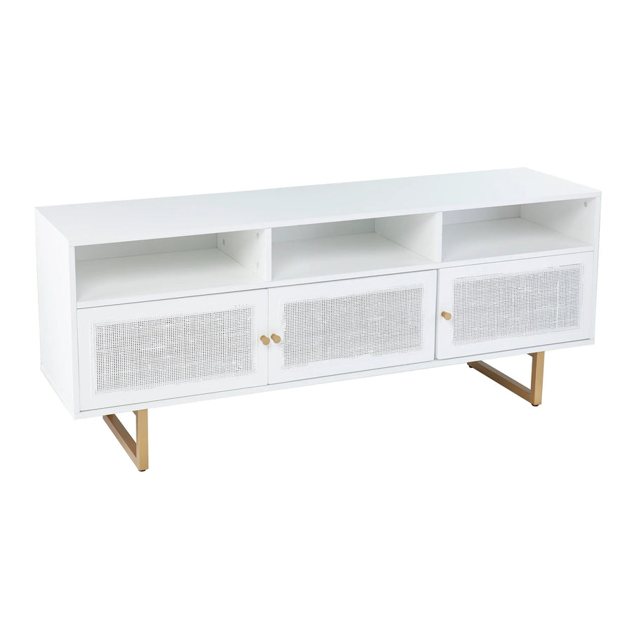 SwayLiving Mursley Media Cabinet w/ Storage - White MEDIA + TV STANDS