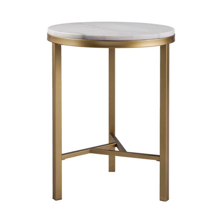 SwayLiving Garza Marble Side Table - Midcentury Modern Style - Champagne w/ Ivory Marble ACCENT TABLES