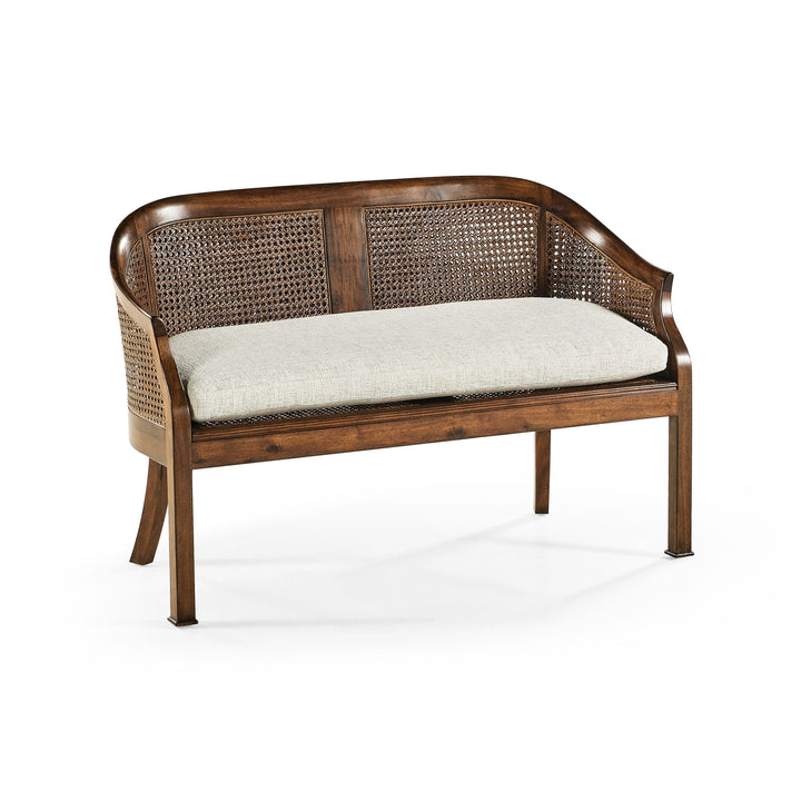SwayLiving Walnut 2-Seater Salon Settee Cane Back BENCHES