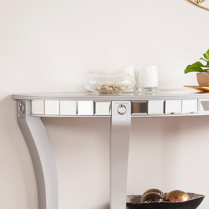 SwayLiving Lindsay Mirrored Demilune Console Table CONSOLE TABLES