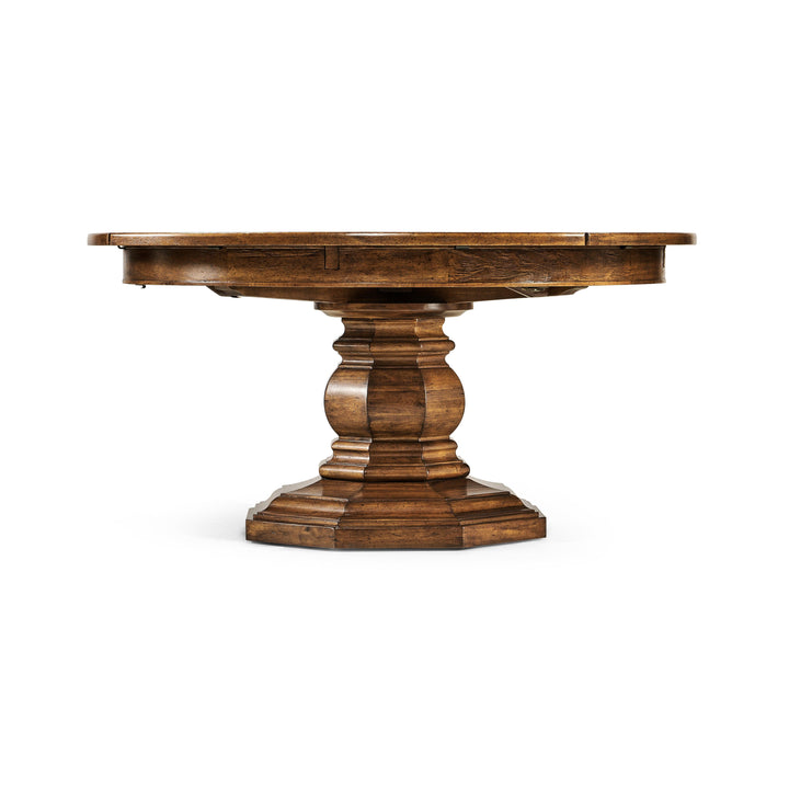 SwayLiving Casual Accents Country Walnut Round Extendable Dining Table 59" DINING TABLES