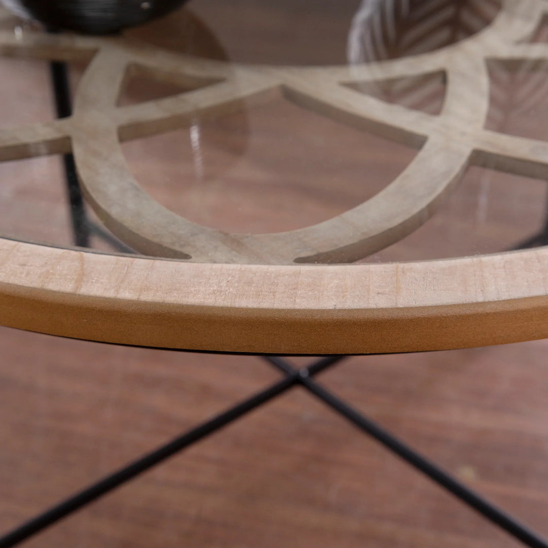 SwayLiving Melvoir Glass-Top Cocktail Table COFFEE TABLES