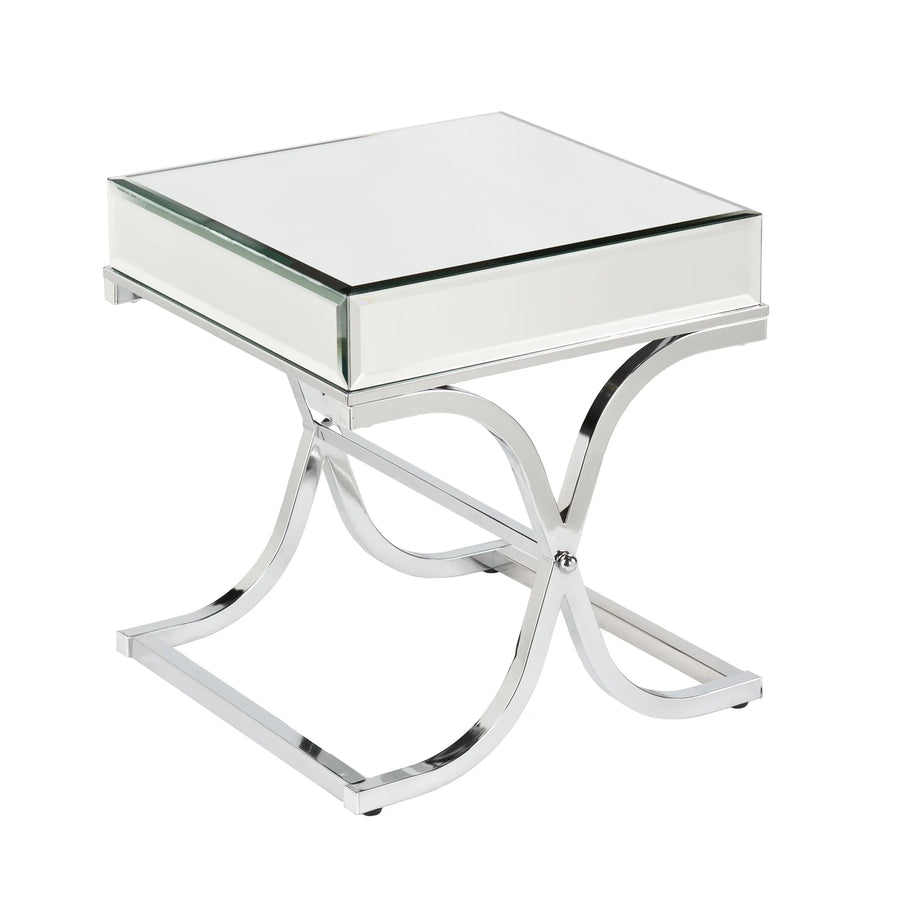 SwayLiving Ava Mirrored End Table - Chrome ACCENT TABLES