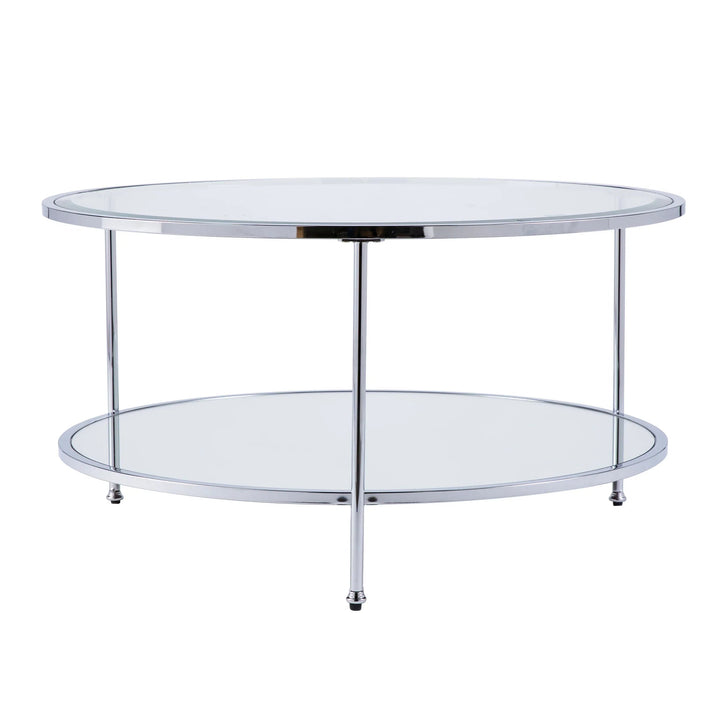 SwayLiving Risa Round Coffee Table w/ Storage - Chrome COFFEE TABLES