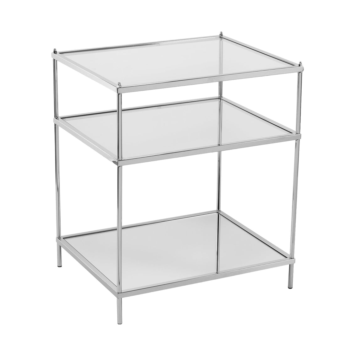 SwayLiving Knox Glam Mirrored Side Table - Chrome ACCENT TABLES