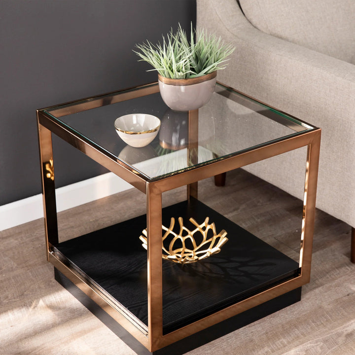SwayLiving Lexina Glass-Top End Table ACCENT TABLES