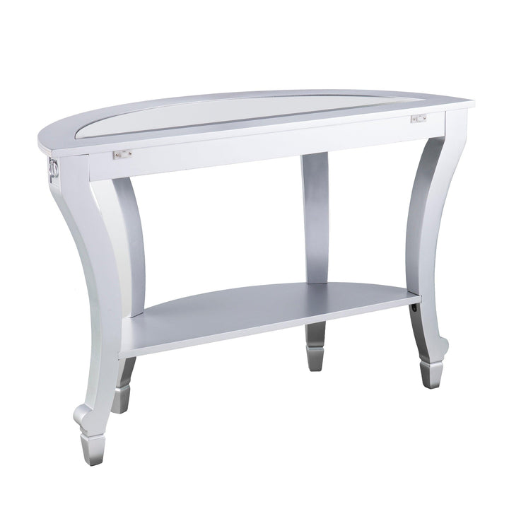 SwayLiving Lindsay Mirrored Demilune Console Table CONSOLE TABLES