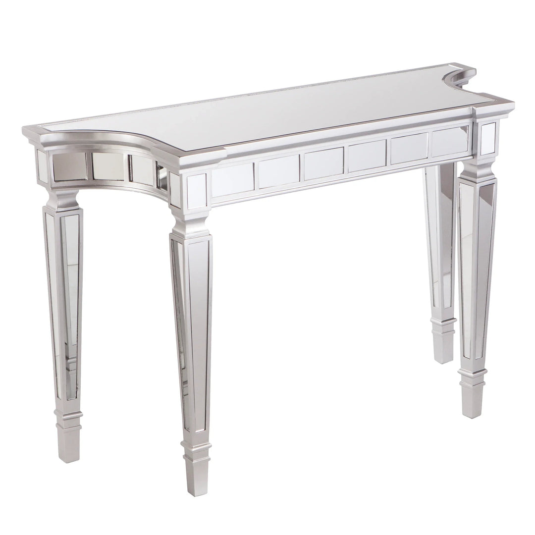 SwayLiving Glenview Glam Mirrored Console Table - Matte Silver CONSOLE TABLES