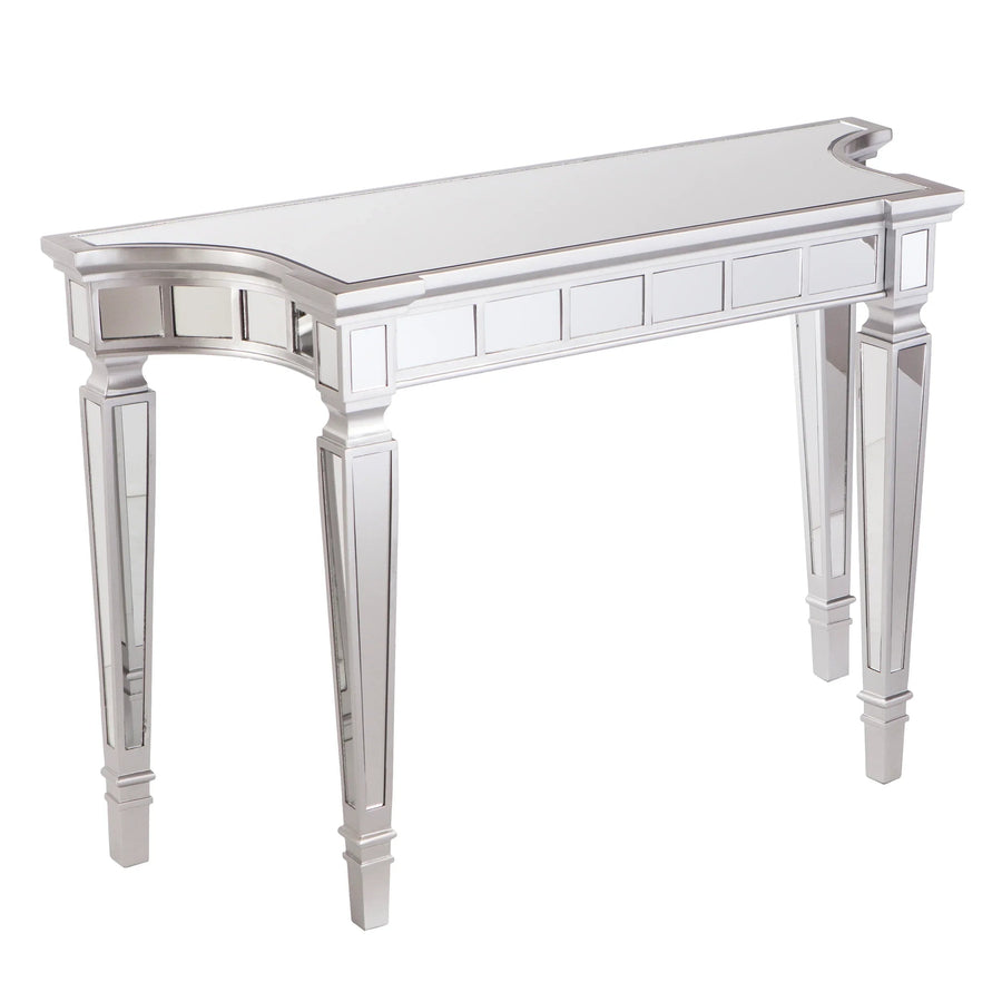 SwayLiving Glenview Glam Mirrored Console Table - Matte Silver CONSOLE TABLES