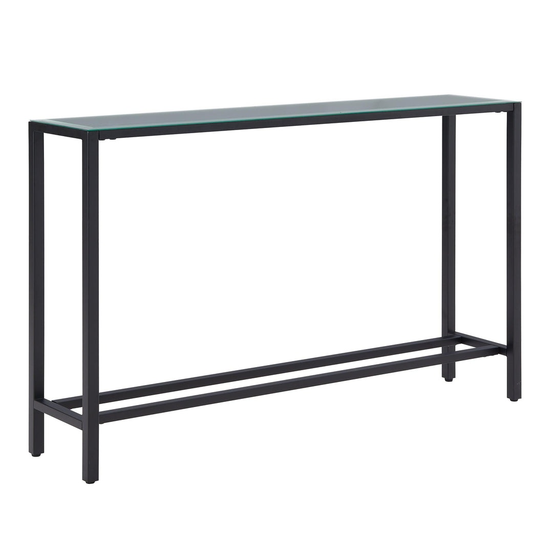 SwayLiving Darrin Narrow Long Console Table w/ Mirrored Top – Black CONSOLE TABLES