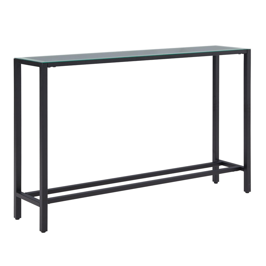 SwayLiving Darrin Narrow Long Console Table w/ Mirrored Top – Black CONSOLE TABLES