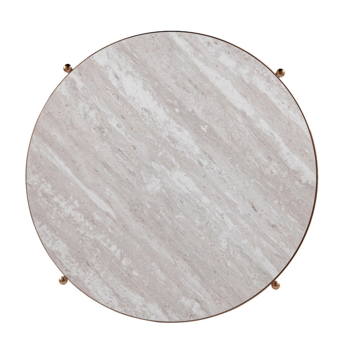 SwayLiving Silas Round Faux Stone End Table - Beige ACCENT TABLES