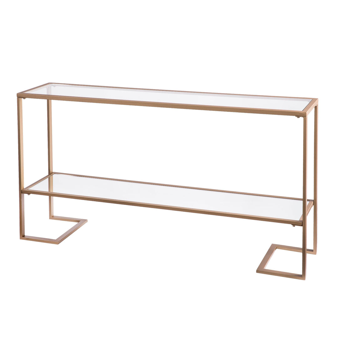 SwayLiving Horten Glam Narrow Console - Gold w/ Mirror CONSOLE TABLES