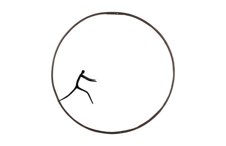 SwayLiving Olympic Figure in Iron Ring, Black, Rust, Style D WALL ACCENTS