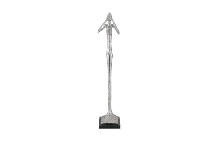 SwayLiving See No Evil Slender Sculpture, Small, Resin, Silver Leaf DECORATIVE OBJECTS
