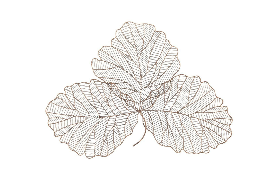 SwayLiving Tri Leaf Wall Art, Medium, Metal, Copper/Black WALL ACCENTS