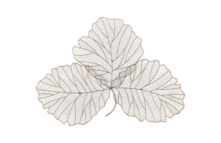 SwayLiving Tri Leaf Wall Art, Medium, Metal, Copper/Black WALL ACCENTS