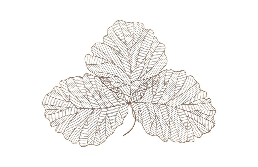 SwayLiving Tri Leaf Wall Art, Medium, Metal, Copper/Black WALL ACCENTS