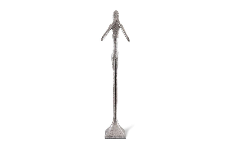 SwayLiving Speak No Evil Slender Sculpture, Large, Resin, Silver Leaf DECORATIVE OBJECTS