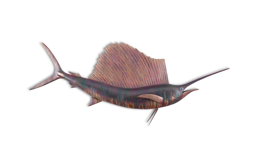 SwayLiving Sail Fish Wall Sculpture, Resin, Copper Patina Finish WALL ACCENTS