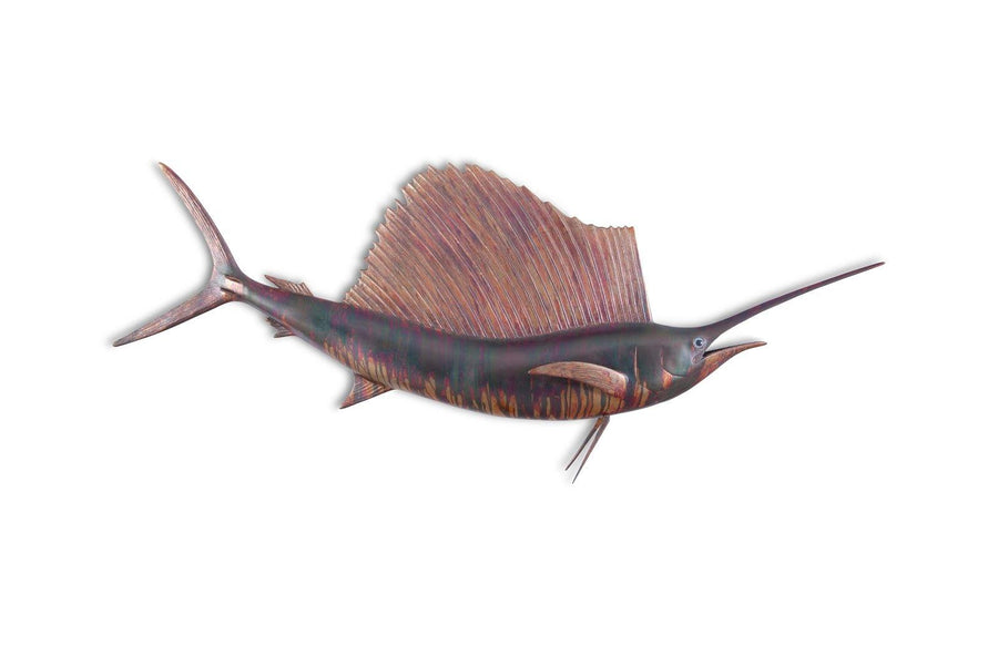 SwayLiving Sail Fish Wall Sculpture, Resin, Copper Patina Finish WALL ACCENTS