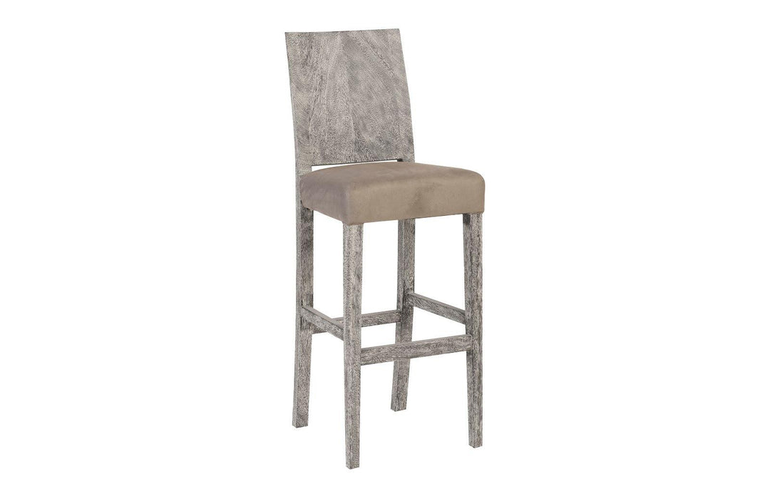 SwayLiving Ophelia Bar Stool, Chamcha Wood, Gray Stone Finish BAR STOOLS + COUNTER STOOLS