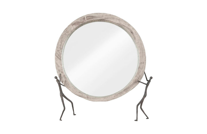 SwayLiving Atlas Mirror, Chamcha Wood, Gray Stone Finish, Metal WALL MIRRORS