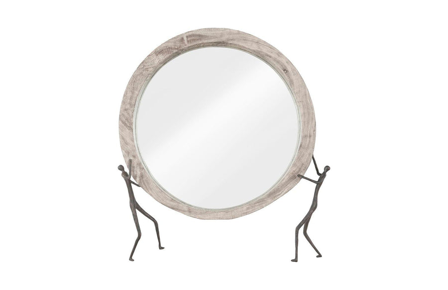 SwayLiving Atlas Mirror, Chamcha Wood, Gray Stone Finish, Metal WALL MIRRORS