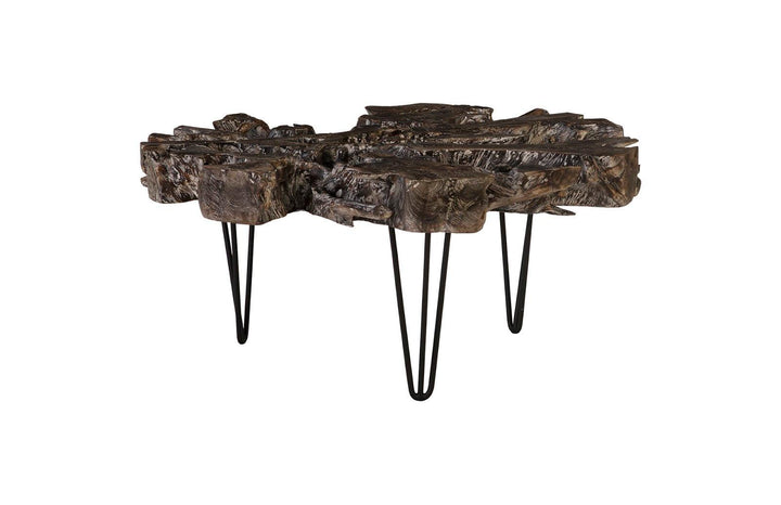 SwayLiving Round Top Coffee Table, Black Wash Finish COFFEE TABLES