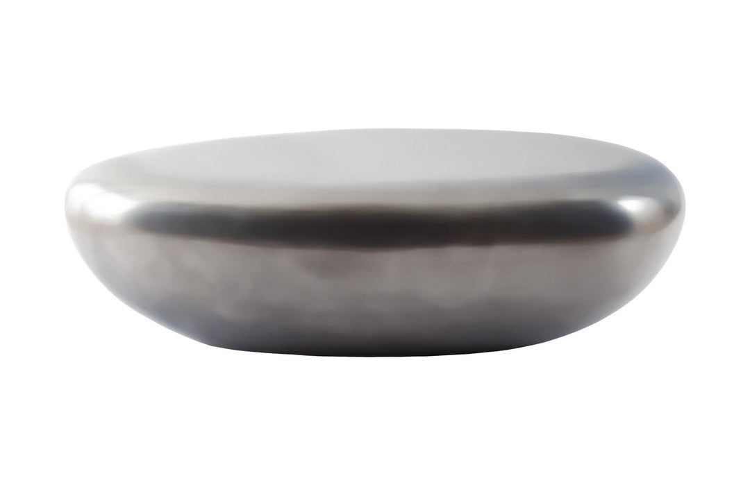 SwayLiving River Stone Coffee Table, Large, Resin, Polished Aluminum Finish COFFEE TABLES