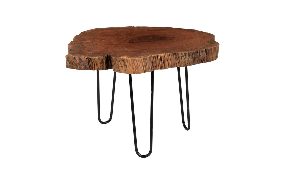SwayLiving Burled Coffee Table, Black Metal Legs, Small COFFEE TABLES