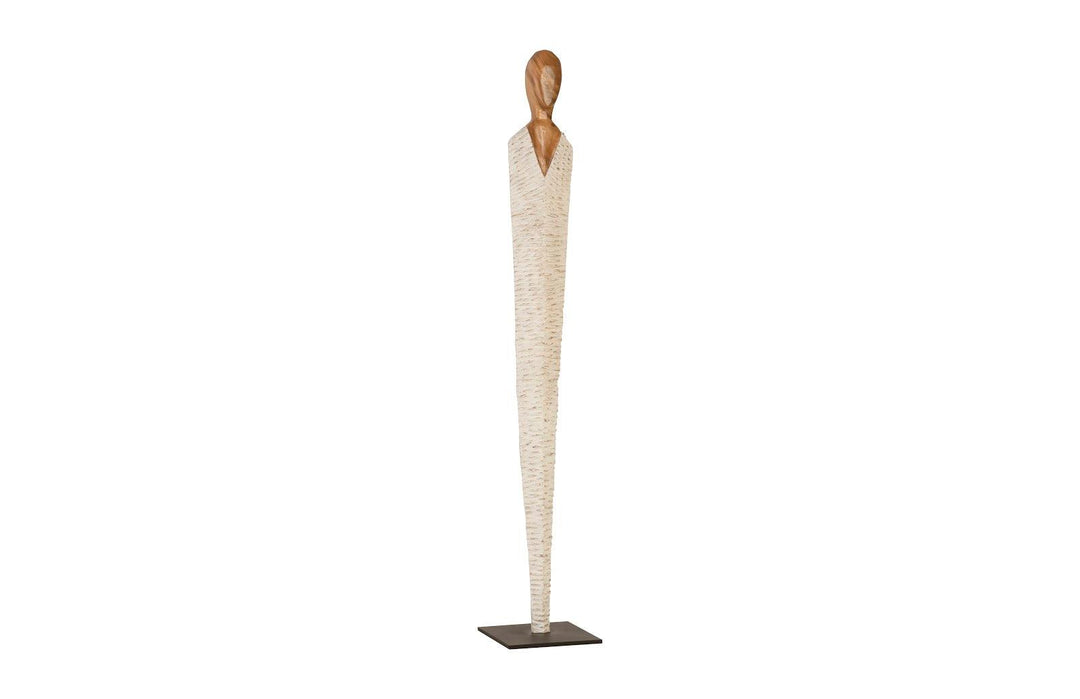 SwayLiving Vested Female Sculpture, Large, Chamcha, Natural, White, Gold DECORATIVE OBJECTS