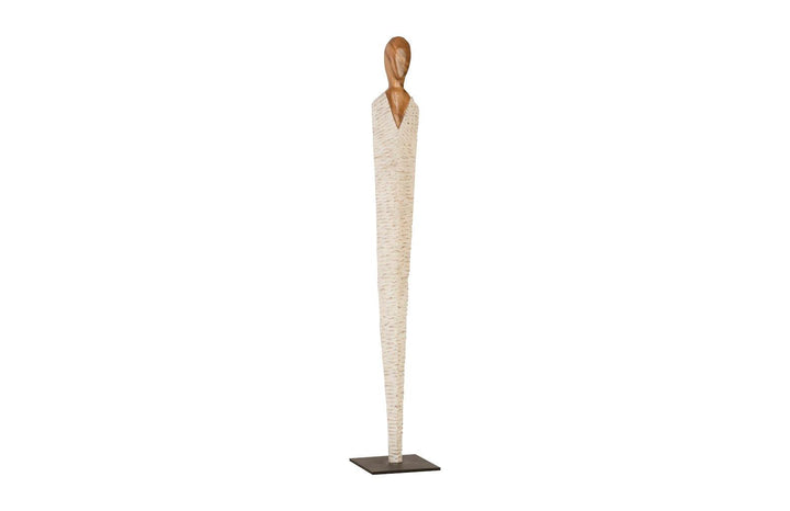 SwayLiving Vested Female Sculpture, Large, Chamcha, Natural, White, Gold DECORATIVE OBJECTS
