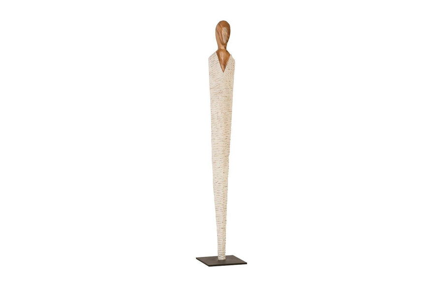 SwayLiving Vested Female Sculpture, Large, Chamcha, Natural, White, Gold DECORATIVE OBJECTS