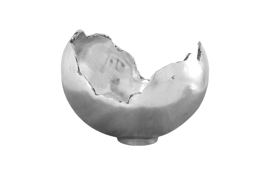 SwayLiving Burled Bowl, Resin, Silver Leaf Finish DECORATIVE TRAYS, PLATES, + BOWLS