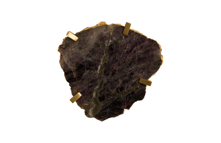 SwayLiving Gem Wall Tile in Brass Setting, Purple Quartz WALL ACCENTS