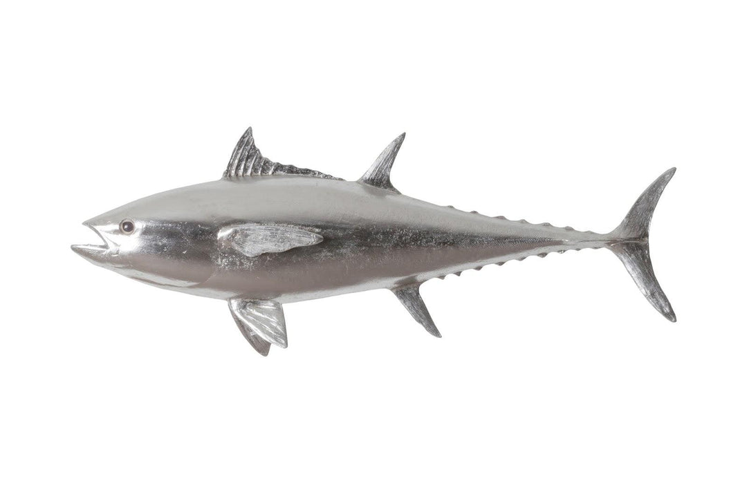 SwayLiving Bluefin Tuna Fish Wall Sculpture, Resin, Silver Leaf WALL ACCENTS