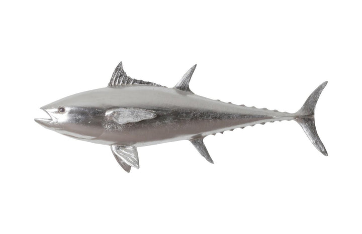 SwayLiving Bluefin Tuna Fish Wall Sculpture, Resin, Silver Leaf WALL ACCENTS