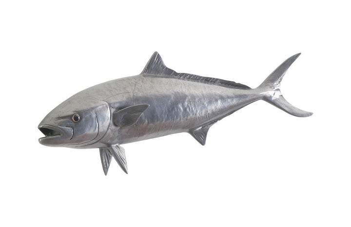 SwayLiving Yellow Tailed King Fish Wall Sculpture, Resin, Polished Aluminum Finish WALL ACCENTS