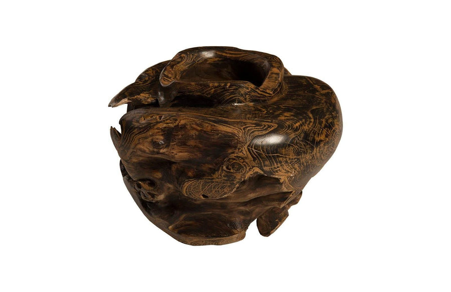SwayLiving Teak Planter, Black, Brown PLANTERS