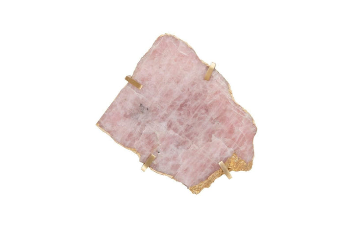 SwayLiving Gem Wall Tile in Brass Setting, Rose Quartz WALL ACCENTS